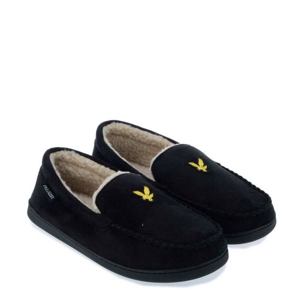 Lyle & Scott Mens Aspen Moccasin Slippers / Black